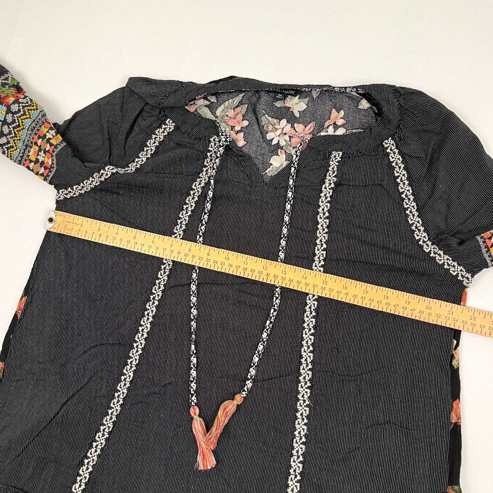 Vintage John Mark Blouse Womens Medium Floral Embroidered Tassels Grunge Boho Dark Moody Shirt Tee Tunic Size M / US 6-8 / IT 42-44 - 5 Thumbnail