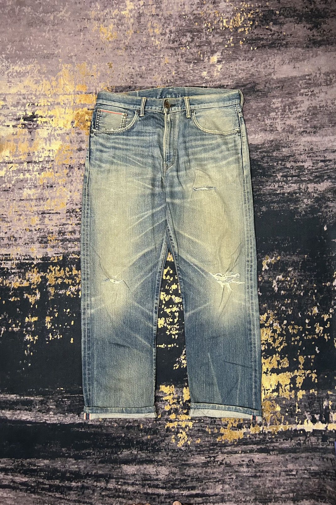 Edwin Vintage Edwin Japan Distressed Buckle Back Selvedge Jeans Size US 36 / EU 52 - 2 Thumbnail