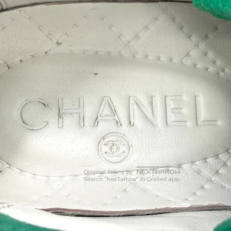 Chanel Chanel Green lace-laced casual canvas sneakers Size US 5.5 / IT 35.5 - 7 Thumbnail