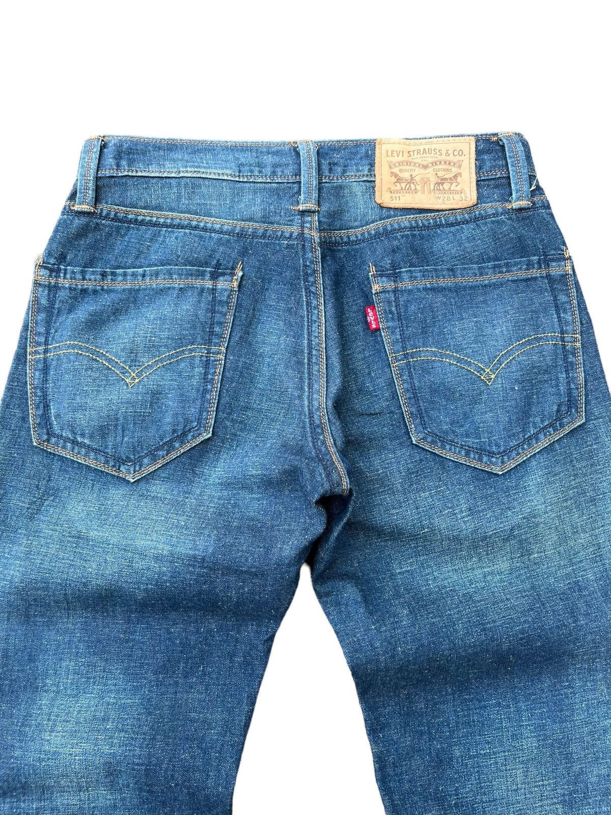Levi's × Vintage Vintage Levi’s 511 Trashed Sashiko Style Blue Washed Jeans Size US 28 / EU 44 - 4 Thumbnail