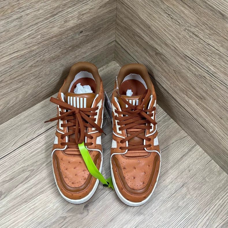 Louis Vuitton Louis Vuitton Trainer Brown Ostrich Board Shoes Size US 7 / EU 40 - 1 Thumbnail