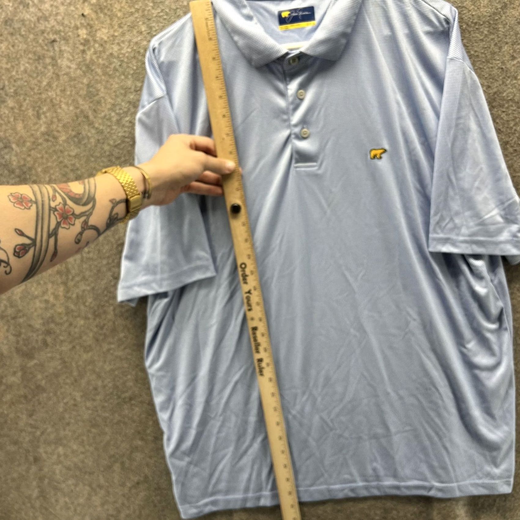 Vintage Jack Nicklaus Polo Shirt Mens XL Light Blue Check Golf Performance Short Sleeve Size US XL / EU 56 / 4 - 6 Thumbnail
