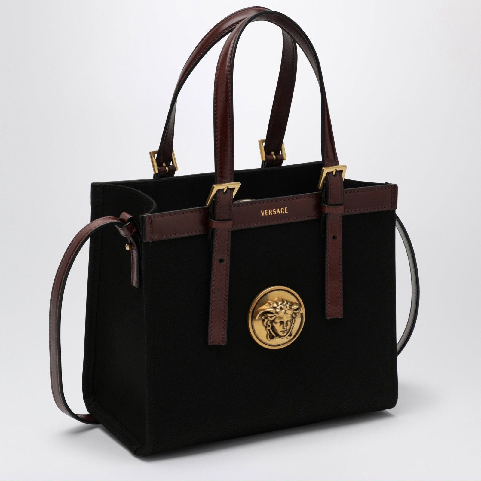 Versace VERSACE Riviere Mini Black Canvas Shopper Bag New & Authenti Size ONE SIZE - 2 Thumbnail