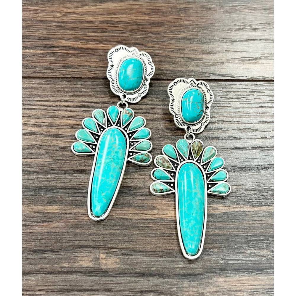 Other Navajo Turquoise Post Earrings, Big Bold Style, Boho Southwe Size ONE SIZE - 3 Thumbnail