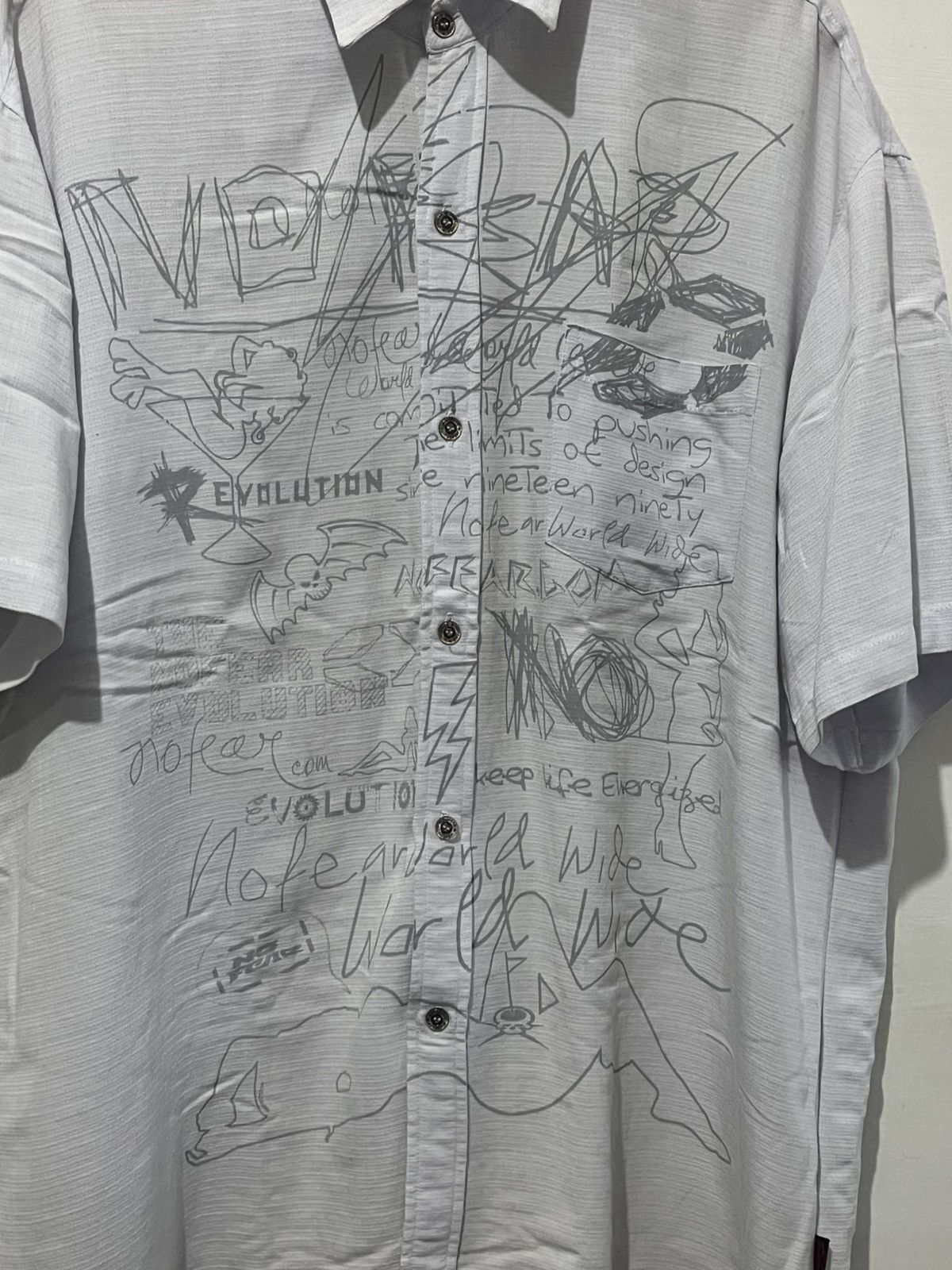 No Fear Vintage No Fear Allover Sketch Print Shirt Gorpcore Y2K Size US XXL / EU 58 / 5 - 5 Thumbnail