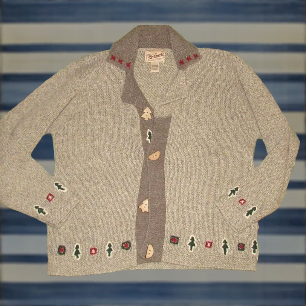 Vintage Vtg Woolrich Embroidered Christmas Cardigan Sweater Medium Women Beige Wool 78% Wool 22% Silk Cardigan M Womens Size M / US 6-8 / IT 42-44 - 1 Thumbnail