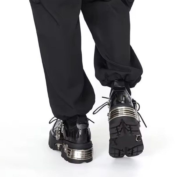 Japanese Brand Cyber Goth Platform Boots - Silver Buckle Hardware Size US 8.5 / EU 41-42 - 5 Thumbnail