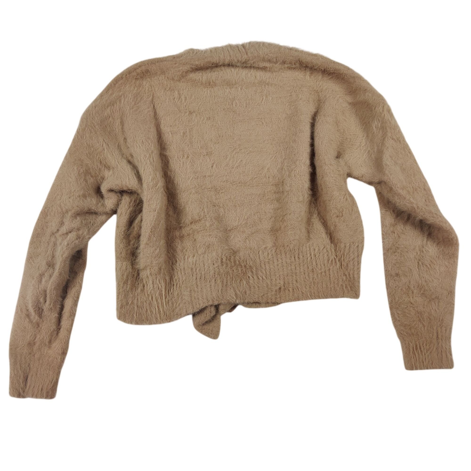 Fashion Nova Fashion Nova Fuzzy Mock Neck Crop Sweater S Tan Tie Front Mi Size S / US 4 / IT 40 - 2 Thumbnail