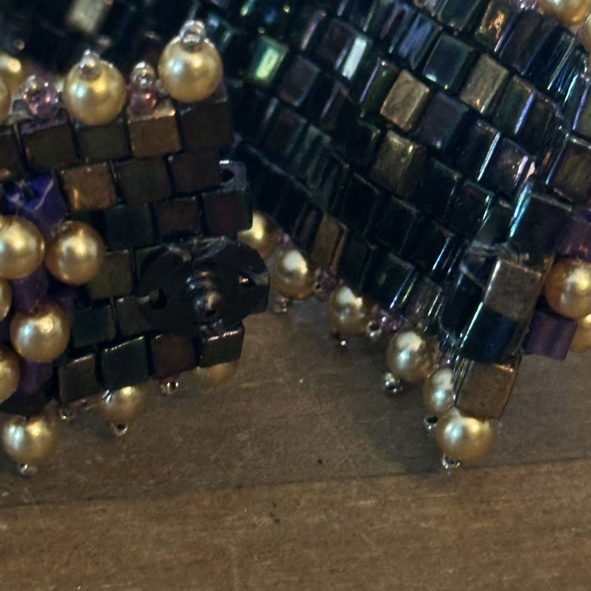 Other Wide woven peacock and gold beads snap bracelet Size ONE SIZE - 4 Thumbnail