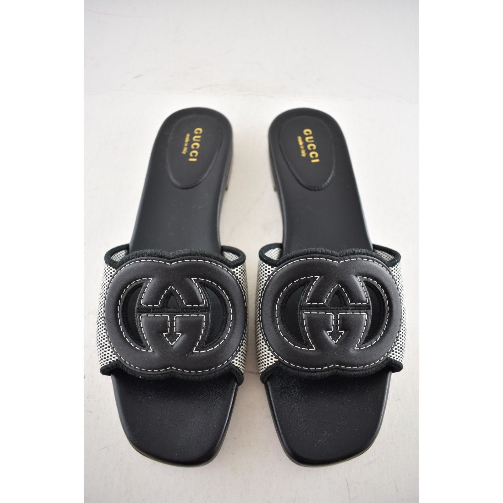 Gucci Gucci GG Interlocking Logo Leather Canvas Sandal 36.5 Size US 6.5 / IT 36.5 - 8 Thumbnail