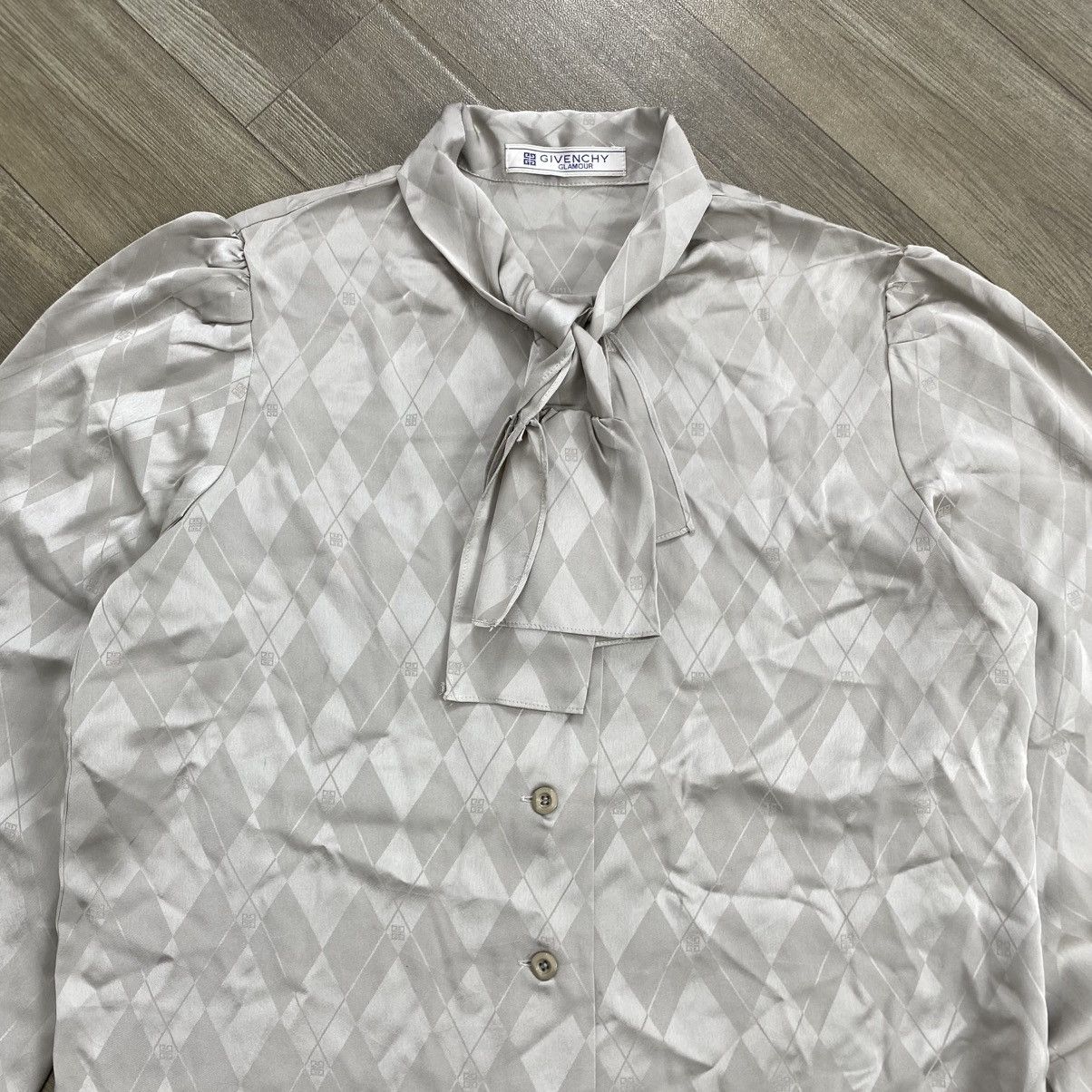 Givenchy Vintage Givenchy Glamour Diamond Jacquard Tie-Neck Blouse Size S / US 4 / IT 40 - 2 Thumbnail