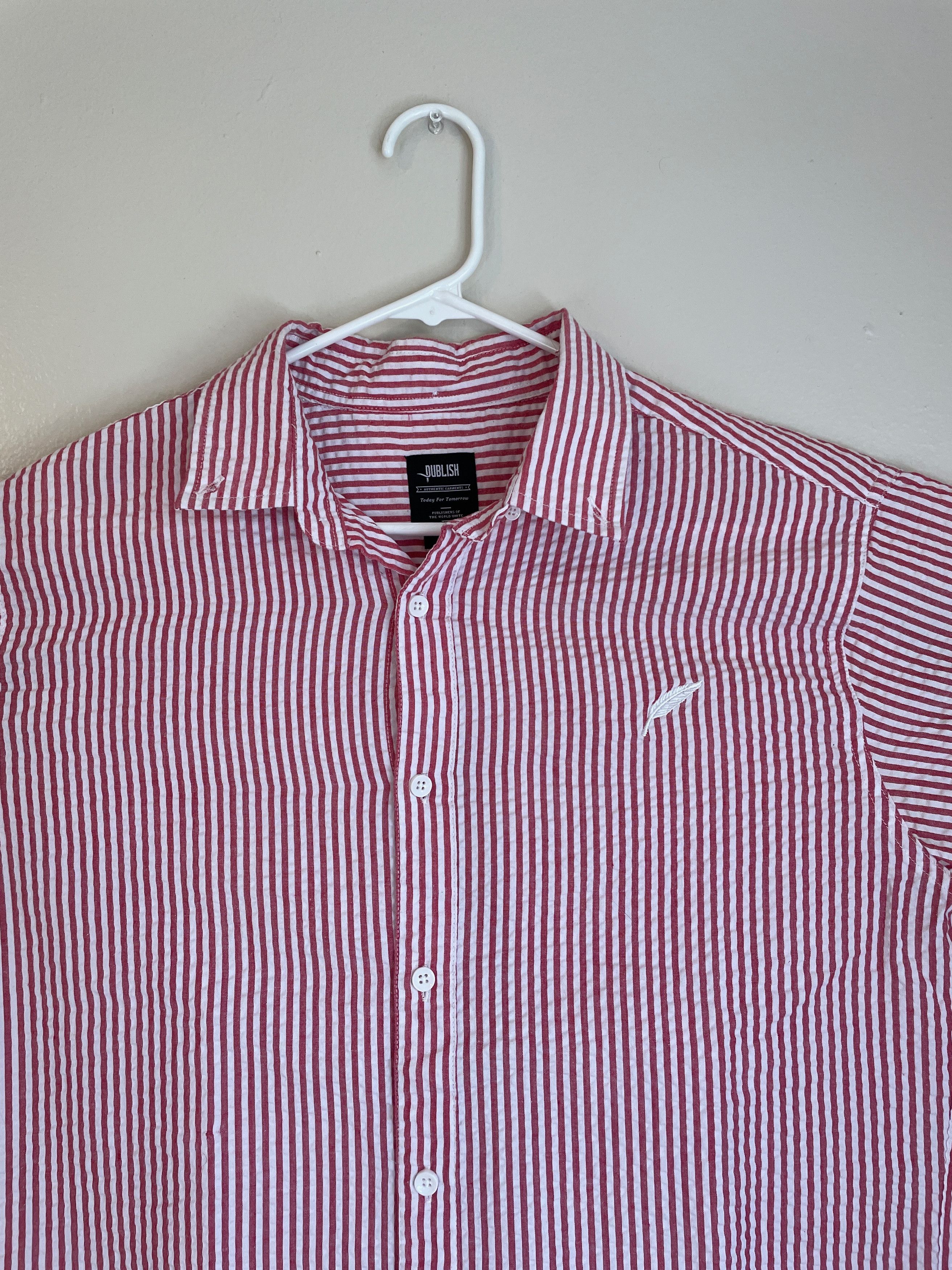 Publish Publish red & white striped long sleeve button up shirt Size US L / EU 52-54 / 3 - 2 Thumbnail