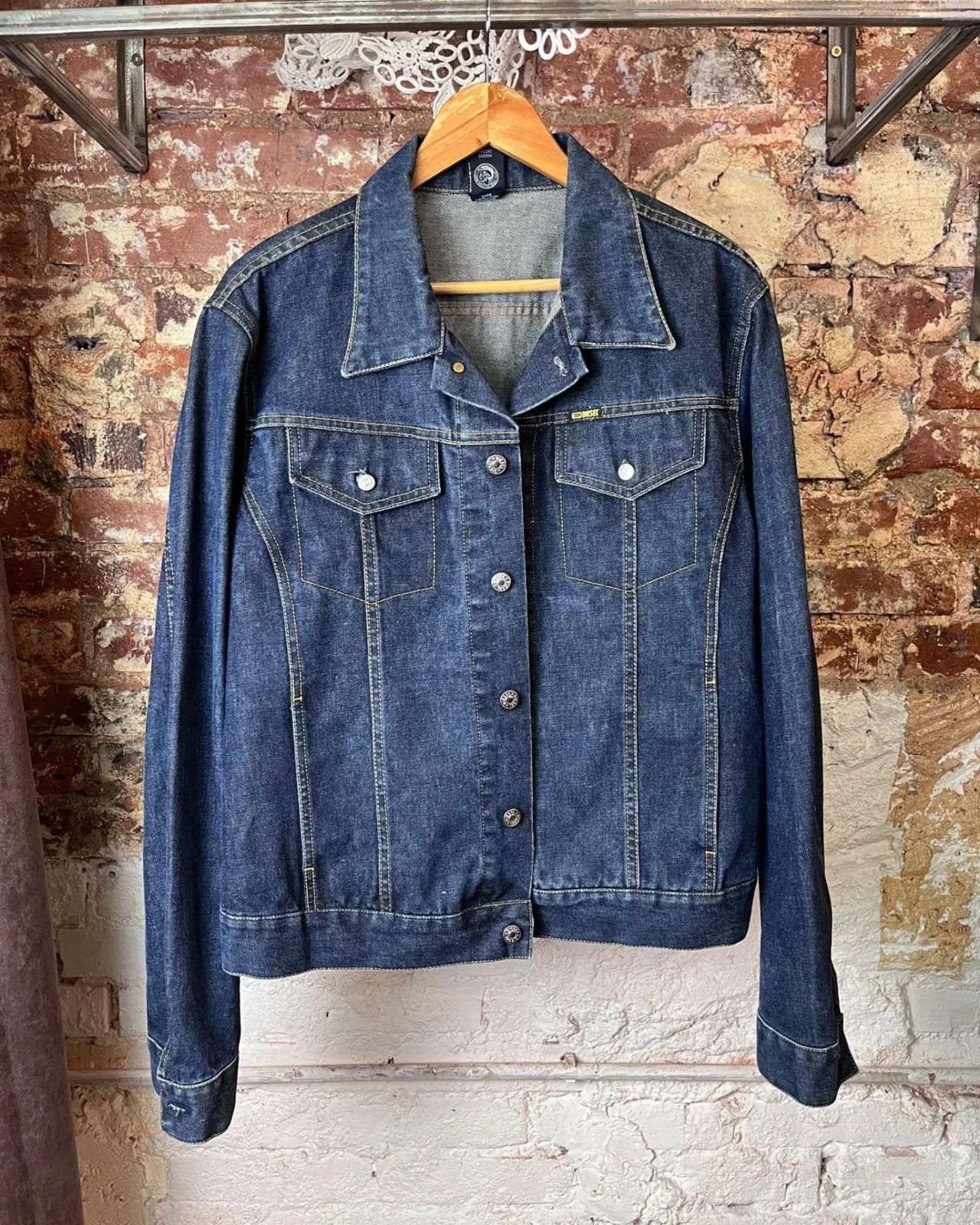 Image of Vintage Y2K Diesel Denim Jacket in Dark Blue, Men's (Size XL)