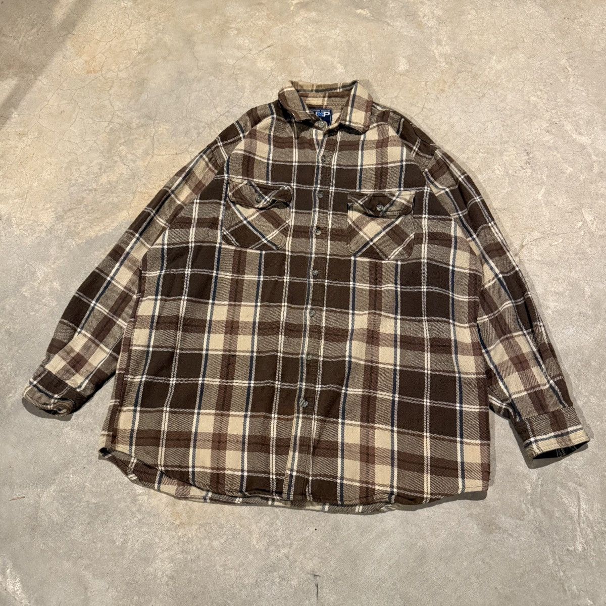 Vintage Vtg 2000s Brown Faded Distressed Flannel Shirt ERD Grunge Size US XL / EU 56 / 4 - 2 Thumbnail