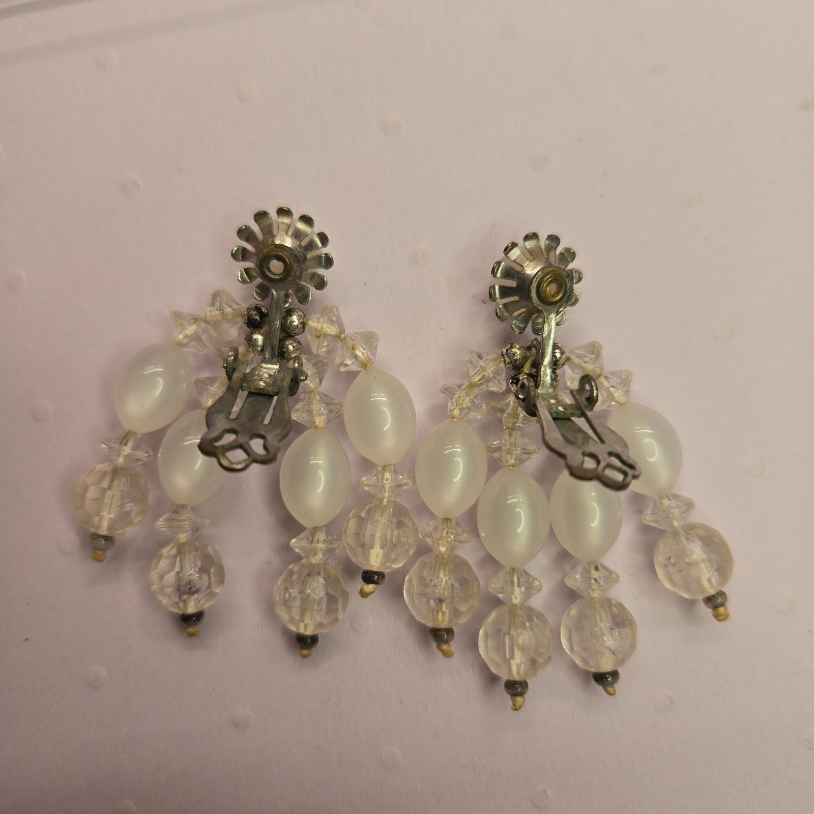 Vintage Vintage MCM Clear Crystal Beaded Chandelier Dangle Earrings Size ONE SIZE - 5 Thumbnail