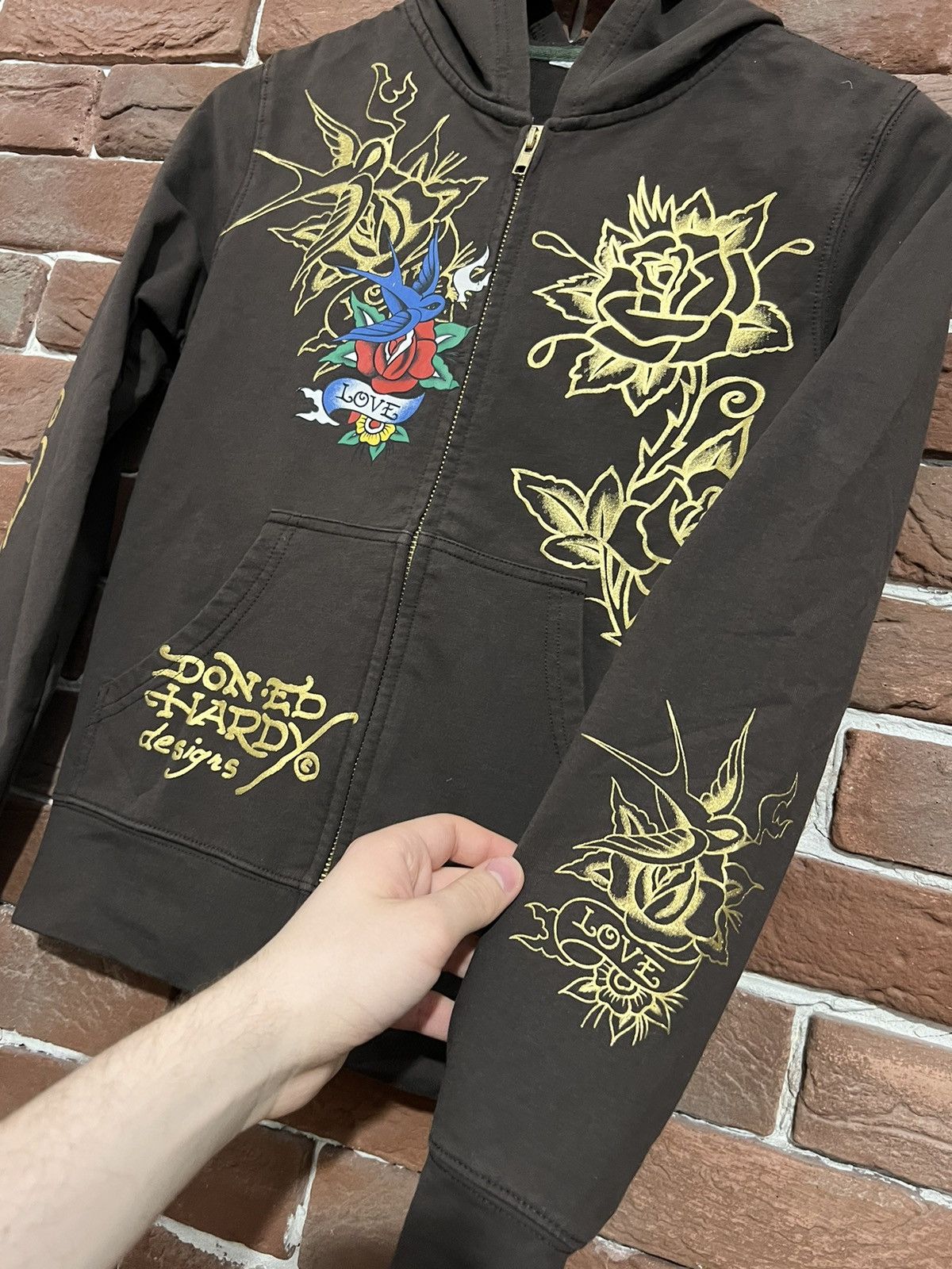 Christian Audigier Vintage Y2K Ed Hardy Flowers Burd Ch. Audigier Zip hoodie Size S / US 4 / IT 40 - 5 Thumbnail