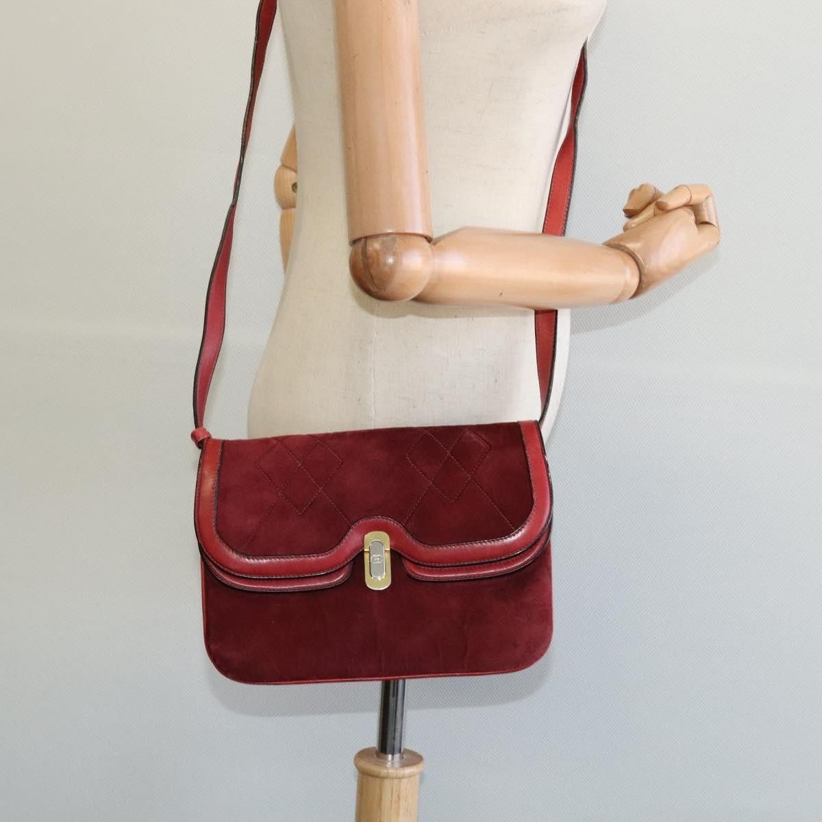 Gucci GUCCI Shoulder Bag Suede Vintage Red Gold Size ONE SIZE - 23 Thumbnail
