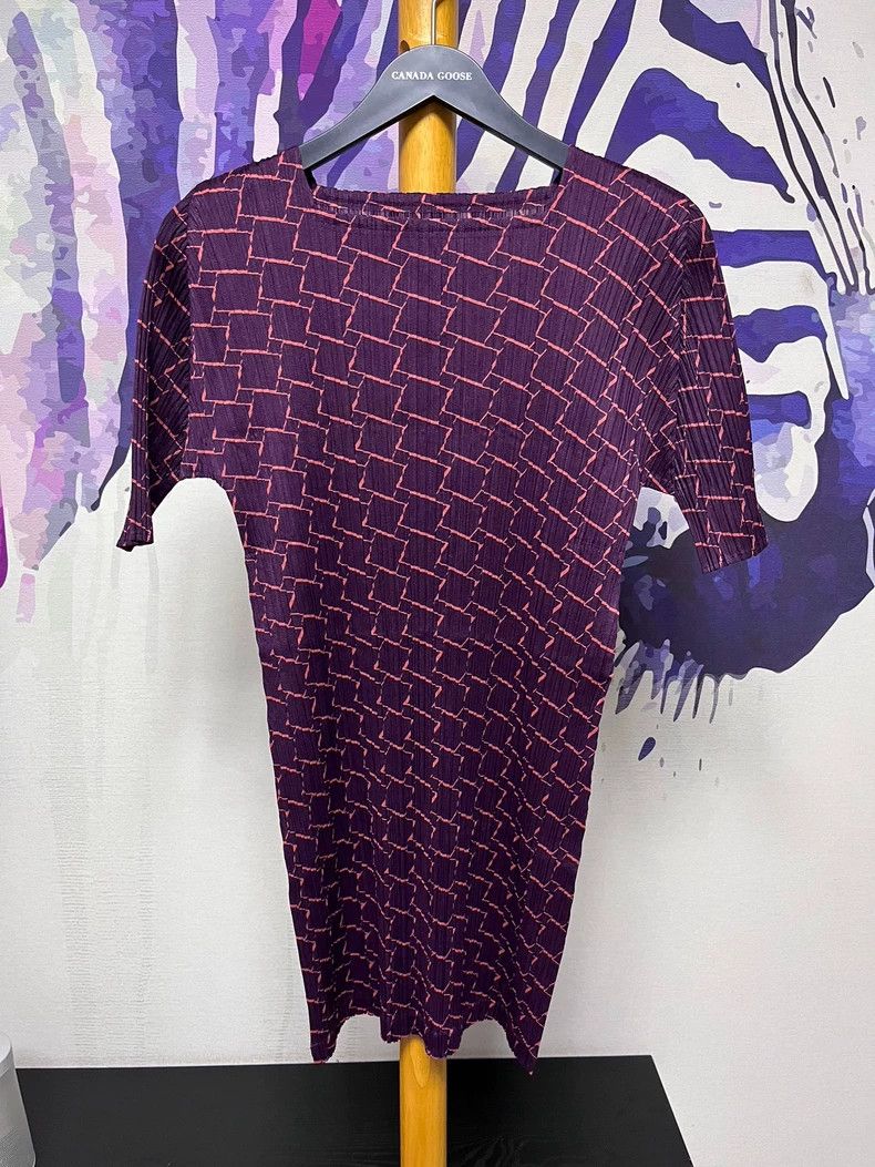 Issey Miyake Issey Miyake size:3 Red and orange checkered short-sleeved Size S / US 4 / IT 40 - 2 Thumbnail