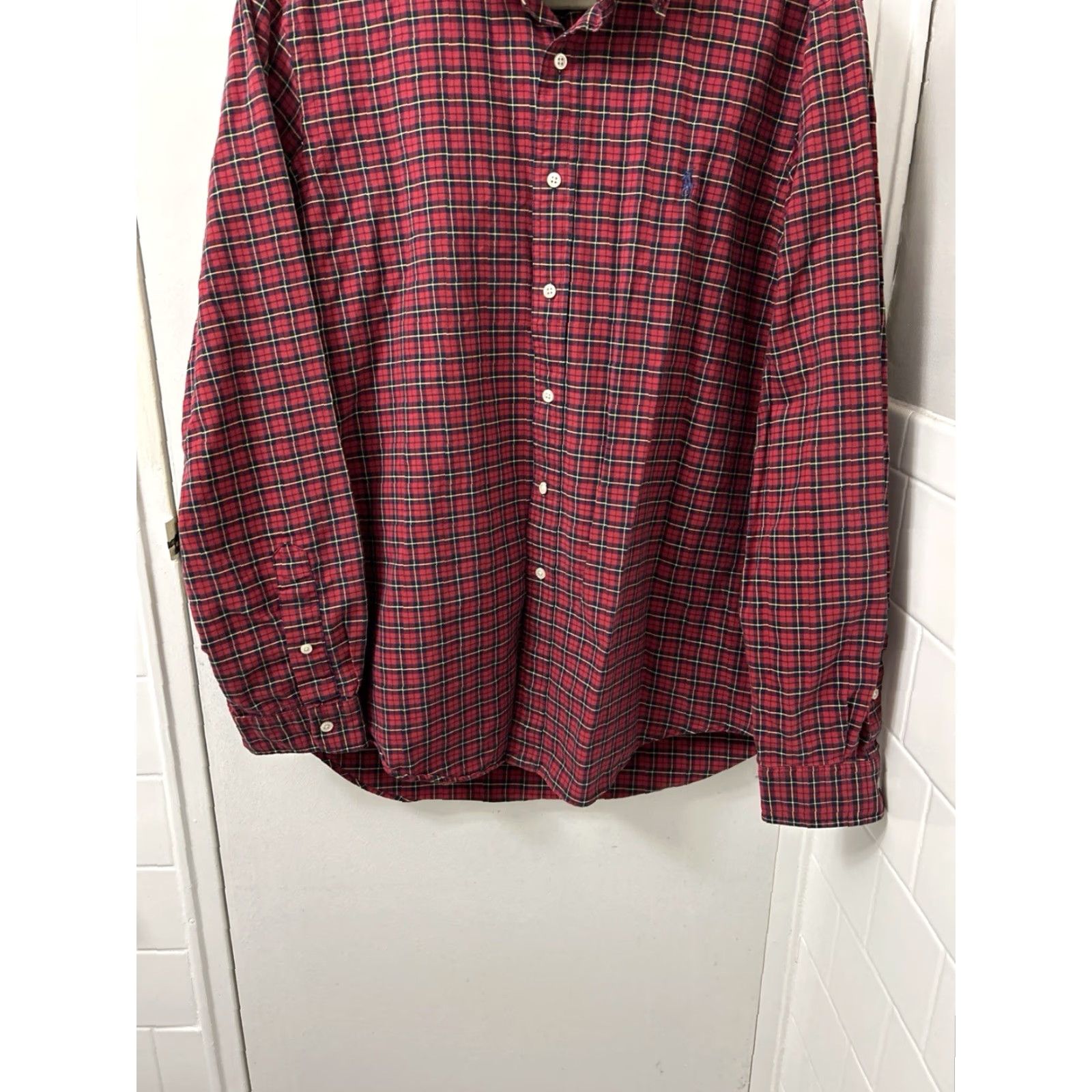Ralph Lauren Ralph Lauren Shirt Mens Large Red Oxford Plaid Button Down L/S Blue Pony Button-Up Shirts Size US L / EU 52-54 / 3 - 3 Thumbnail