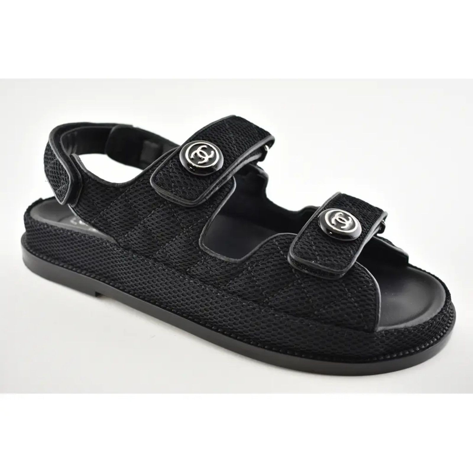 Chanel Chanel 21C Black Fabric Silver Logo Mule Slide Strap Size US 9 / IT 39 - 4 Thumbnail
