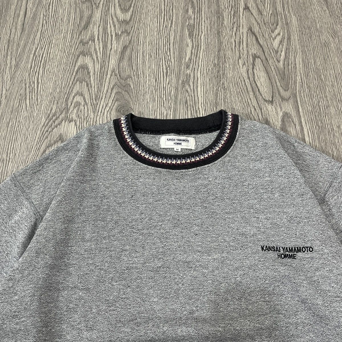 Kansai Yamamoto Kansai Yamamoto Homme - Crewneck Contrast Trim Collar Size US M / EU 48-50 / 2 - 2 Thumbnail