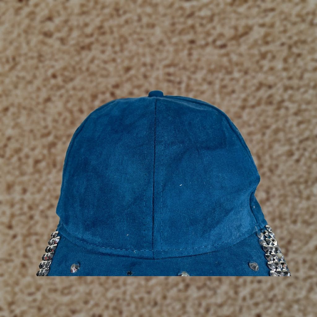 Vintage Nike Hat Cap Strap Back Womens One Size Blue Rhinestone Bling Jeweled Polyester Blend Strap Back Adjustable Fashion Hat Size ONE SIZE - 1 Thumbnail