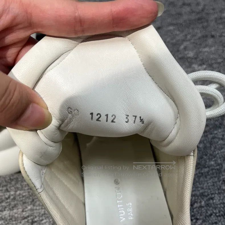 Louis Vuitton Louis Vuitton Beige denim lace-up logo low-top sneaker Size US 7 / IT 37 - 4 Thumbnail
