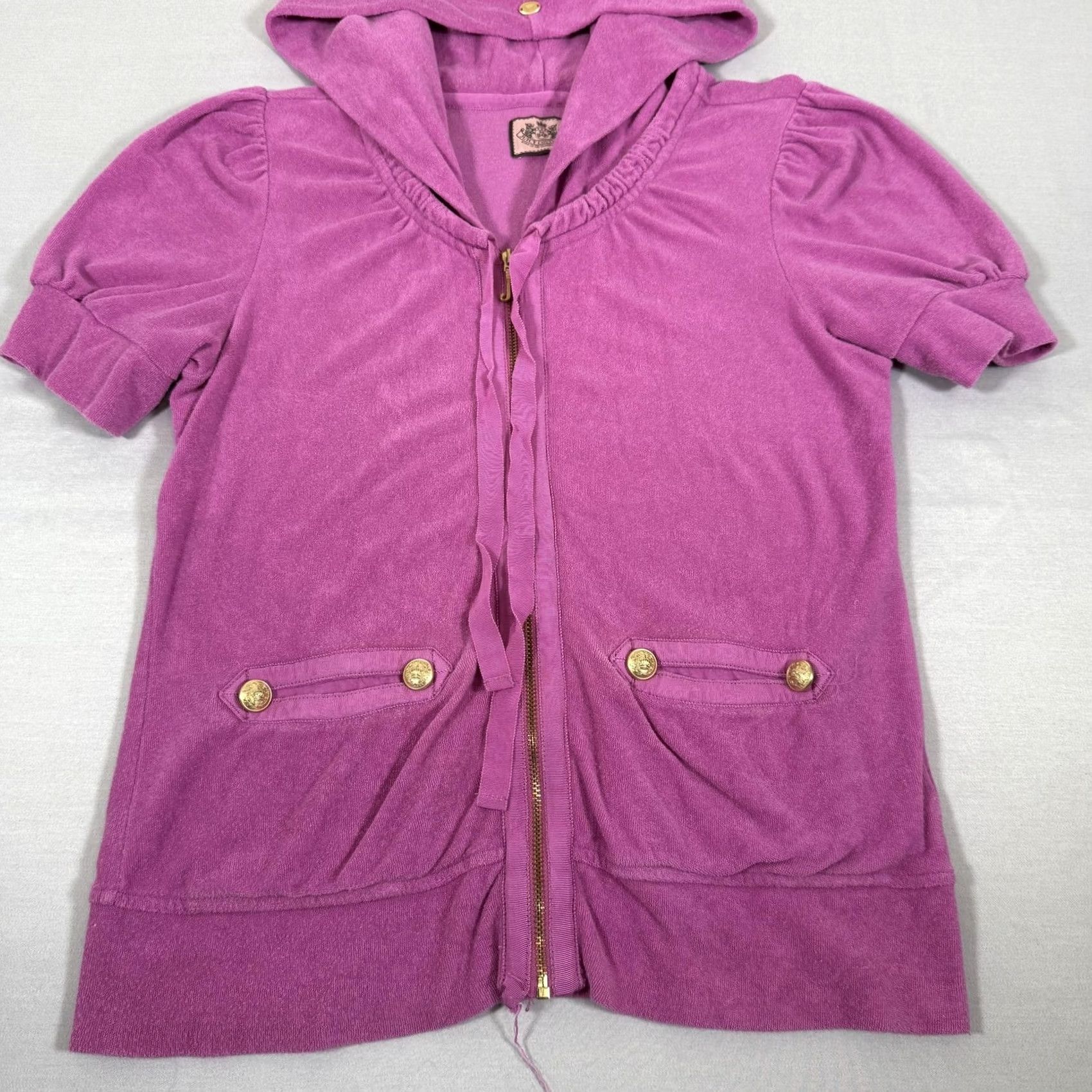 Juicy Couture Juicy Couture Hoodie Womens XL Purple Velour Full Zip Hooded Pocket 90s Shirt (Casual, Activewear) Size XL / US 12-14 / IT 48-50 - 4 Thumbnail
