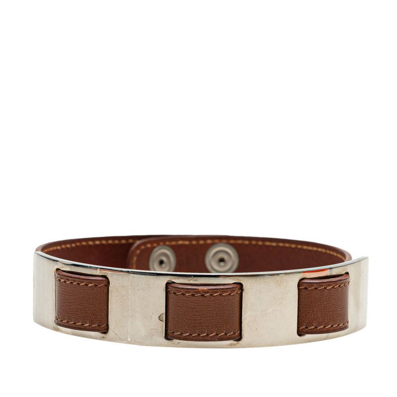 Hermes Hermes Choker Leather Metal Necklace Leather Necklace DUTY FREE for USA