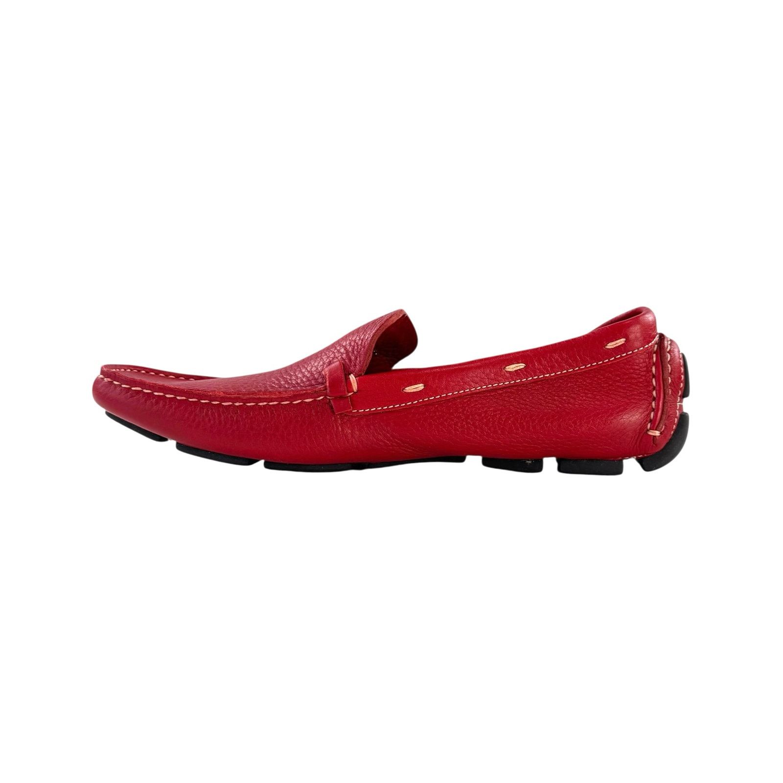 Prada Prada Red Pebbled Leather Loafers Size US 7 / IT 37 - 3 Thumbnail