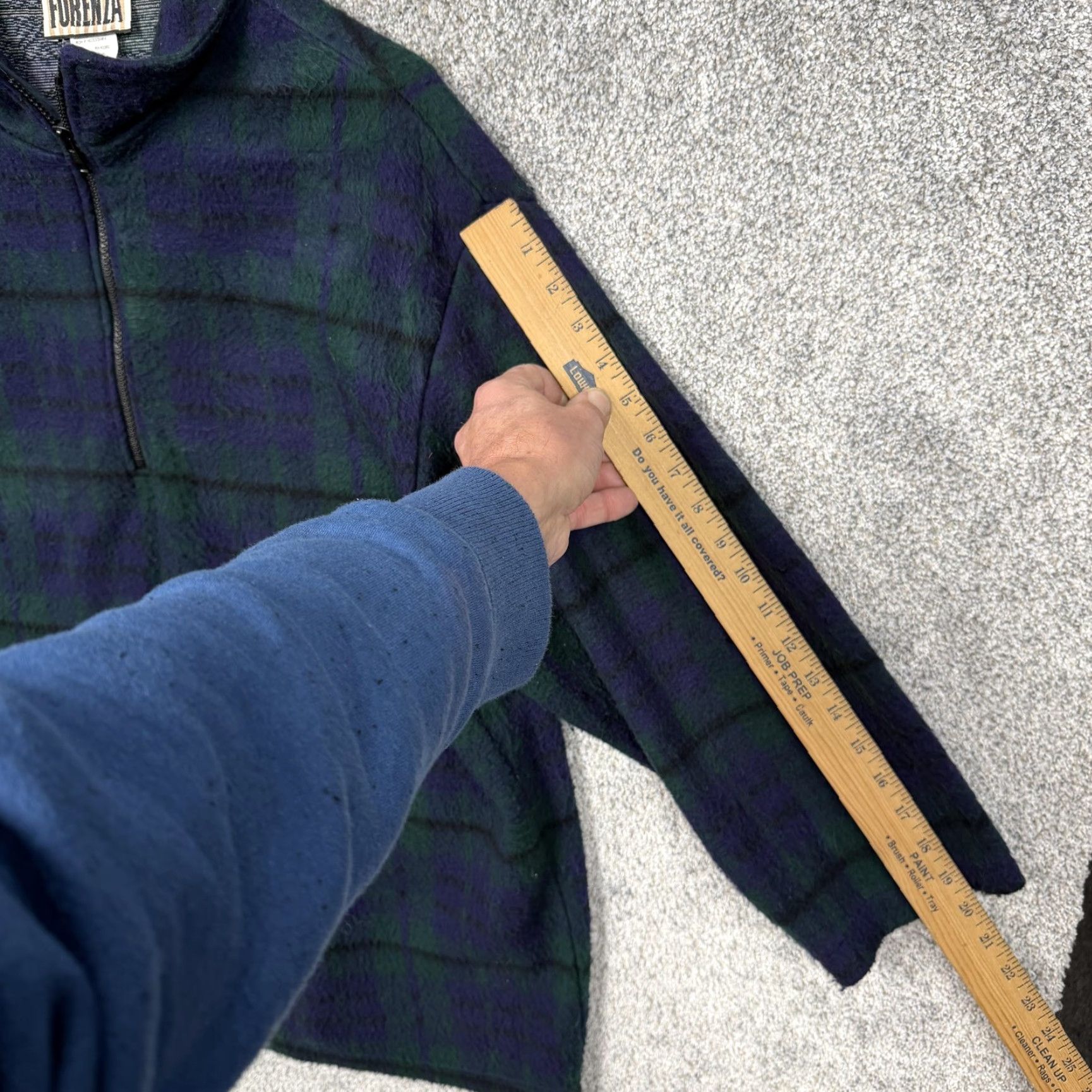 Vintage Vintage Forenza Fleece Sweater Plaid Green Blue 1/4 Zip Ladies Large 3/4 Sleeve Mock Neck Knit Casual Cabincore Size L / US 10 / IT 46 - 3 Thumbnail