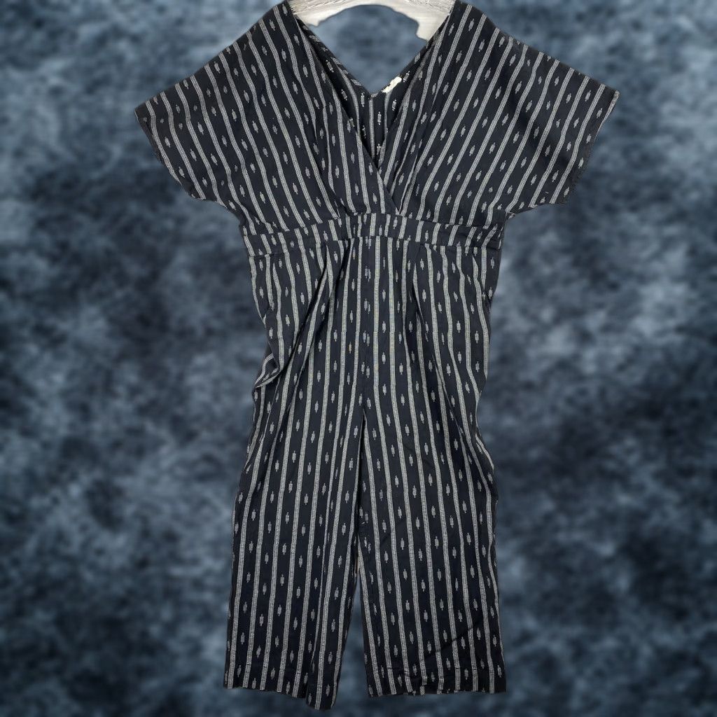 Vintage World Market Jumpsuit S Striped Black Dolman Sleeve V-Neck Casual Women’s One-Piece Beach Bohemian 90s Theme Size 28" / US 6 / IT 42 - 1 Thumbnail