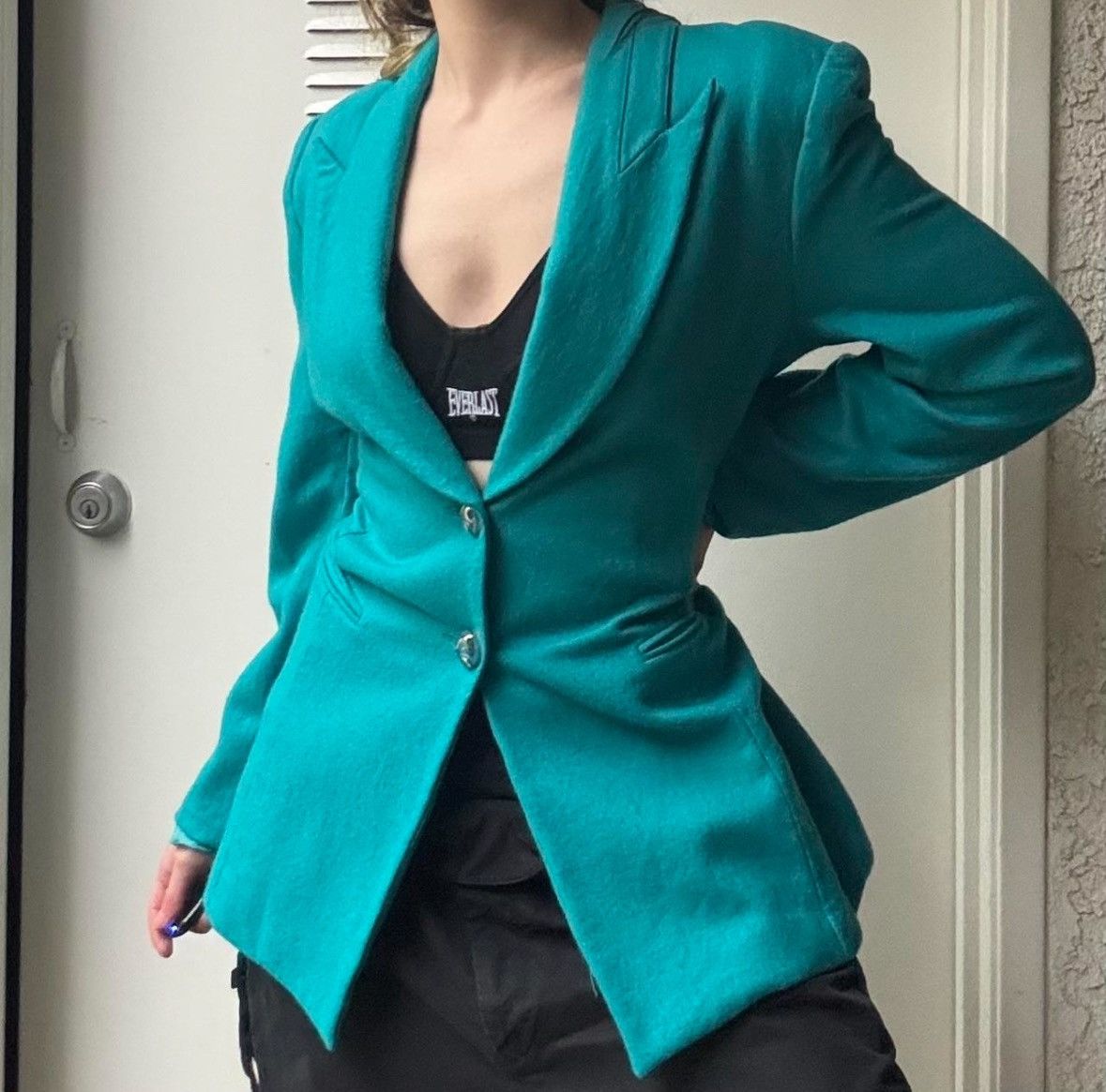 Jean Paul Gaultier VTG TURQUOISE OFFICE SIREN POWER BLAZER Size M / US 6-8 / IT 42-44 - 4 Thumbnail