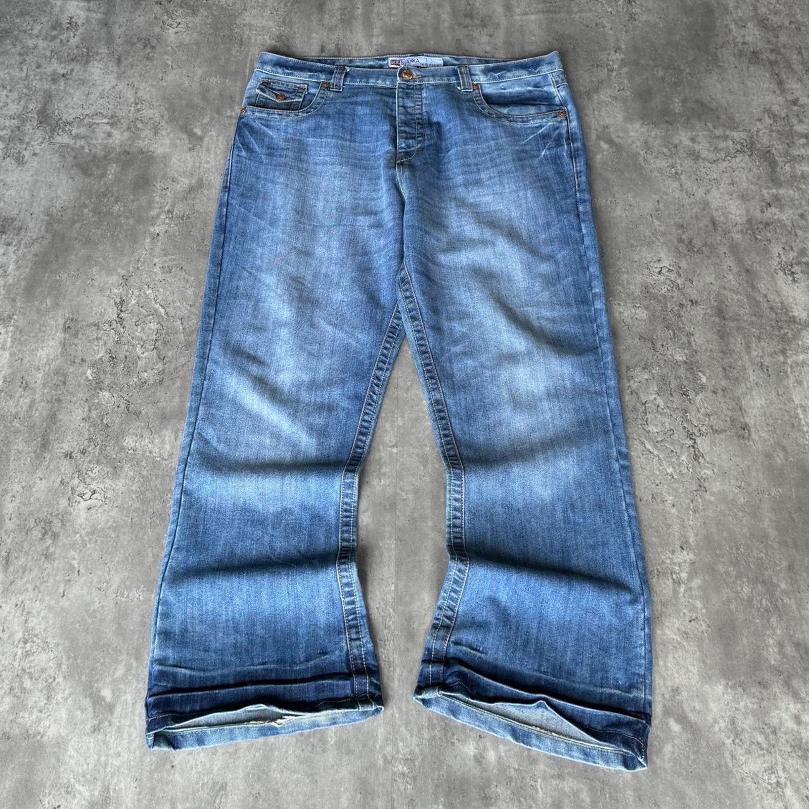 Japanese Brand × Vintage Vintage Y2K Baggy Wide Leg Skater Grunge Cyber Denim Jeans Size US 38 / EU 54 - 2 Thumbnail