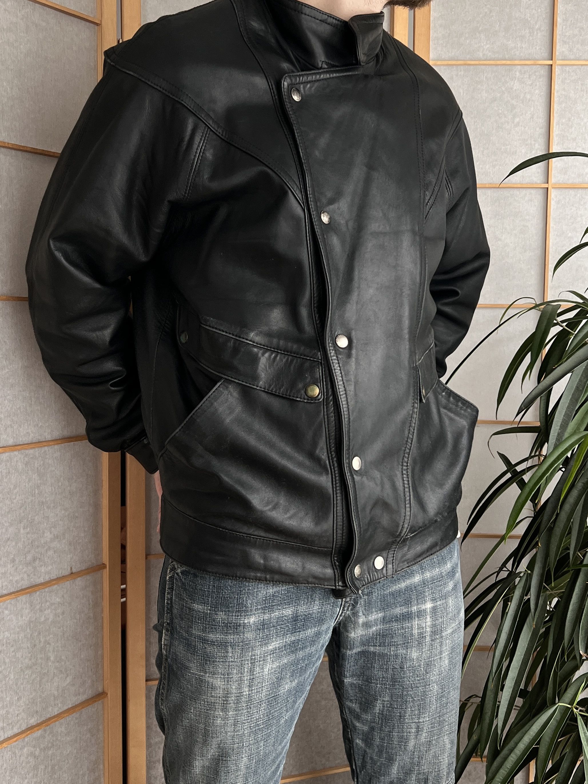 Hysteric Glamour Rare Asymmetric rick owens type leather bomber racing jacket Size US L / EU 52-54 / 3 - 3 Thumbnail