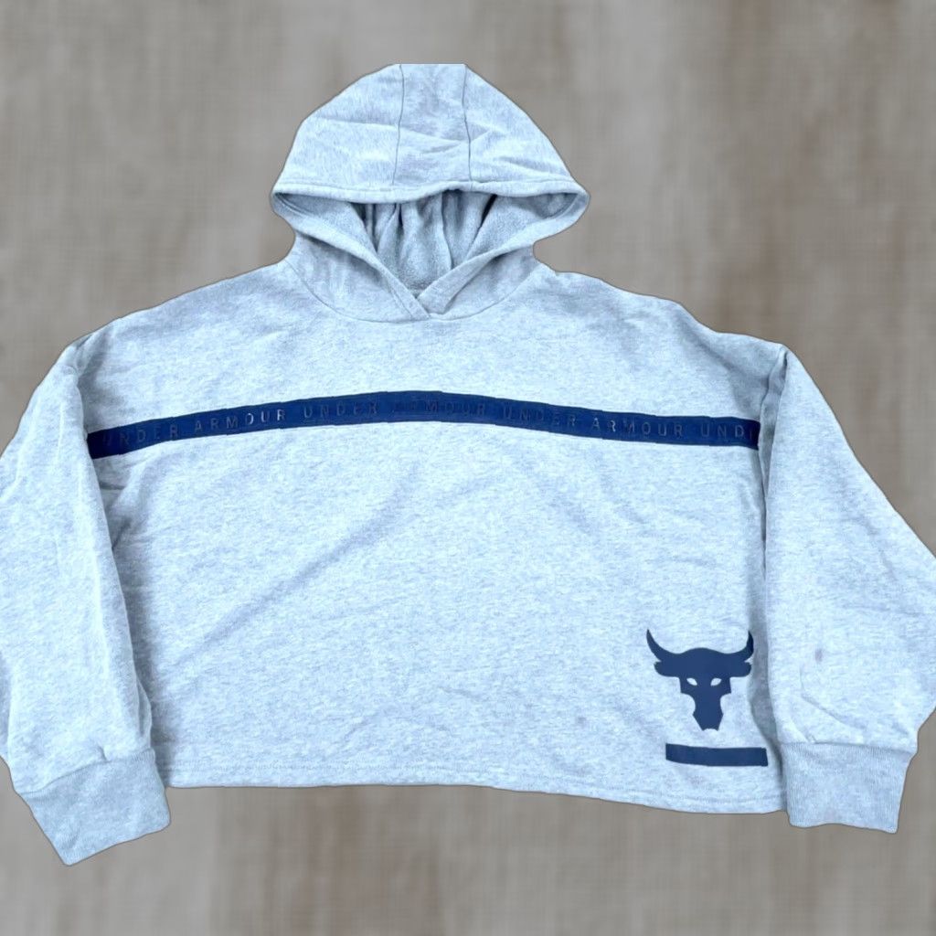 Under Armour Under Armour Hoodie Women Medium Gray Project Rock Crop Top Pullover Training Size M / US 6-8 / IT 42-44 - 1 Thumbnail