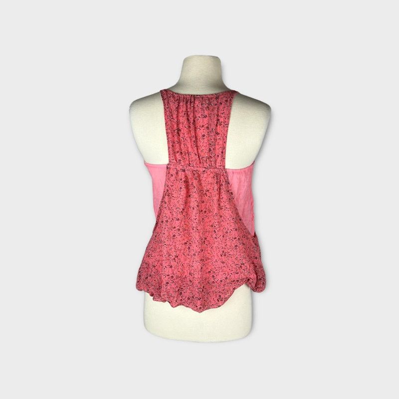 Vintage Myth | Y2K Floral Coral Pink Bubble Blouse | Small Size S / US 4 / IT 40 - 2 Thumbnail