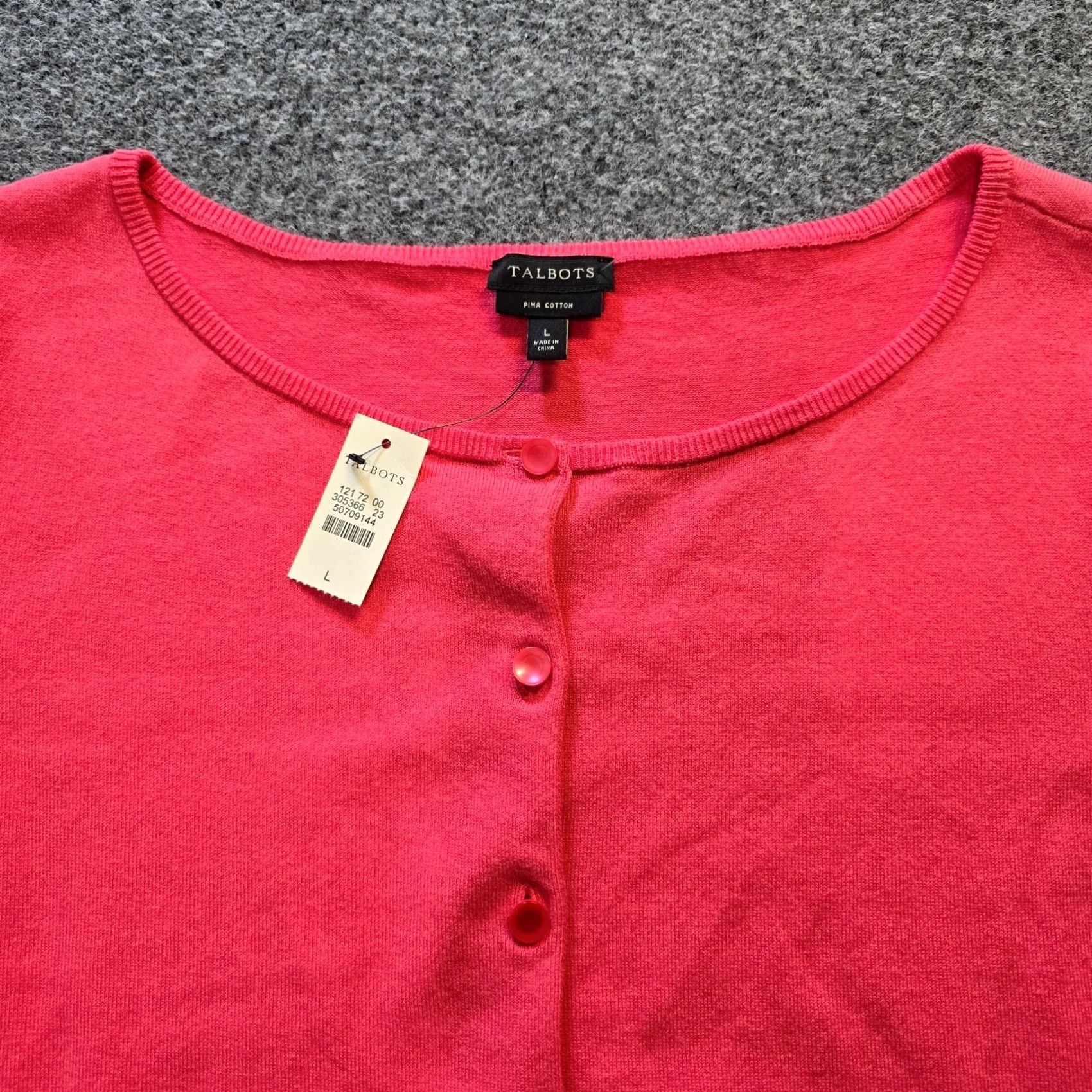 Talbots Talbots Cardigan Womens Large Pink Pima Lace ShortSleeve Stretch Casual Sweater Size L / US 10 / IT 46 - 2 Thumbnail