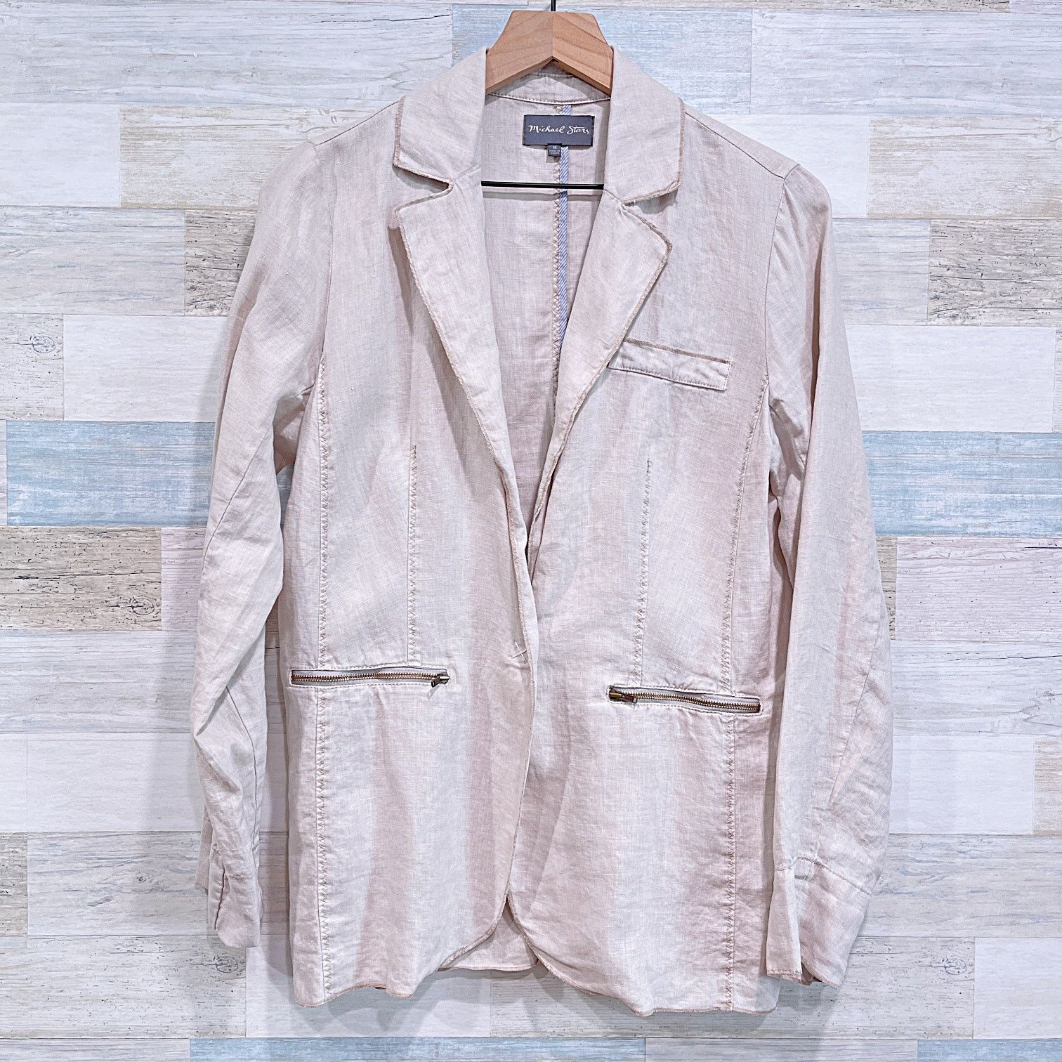 Michael Stars Michael Stars Linen Deconstructed Blazer Beige Womens Medium Size M / US 6-8 / IT 42-44 - 1 Thumbnail