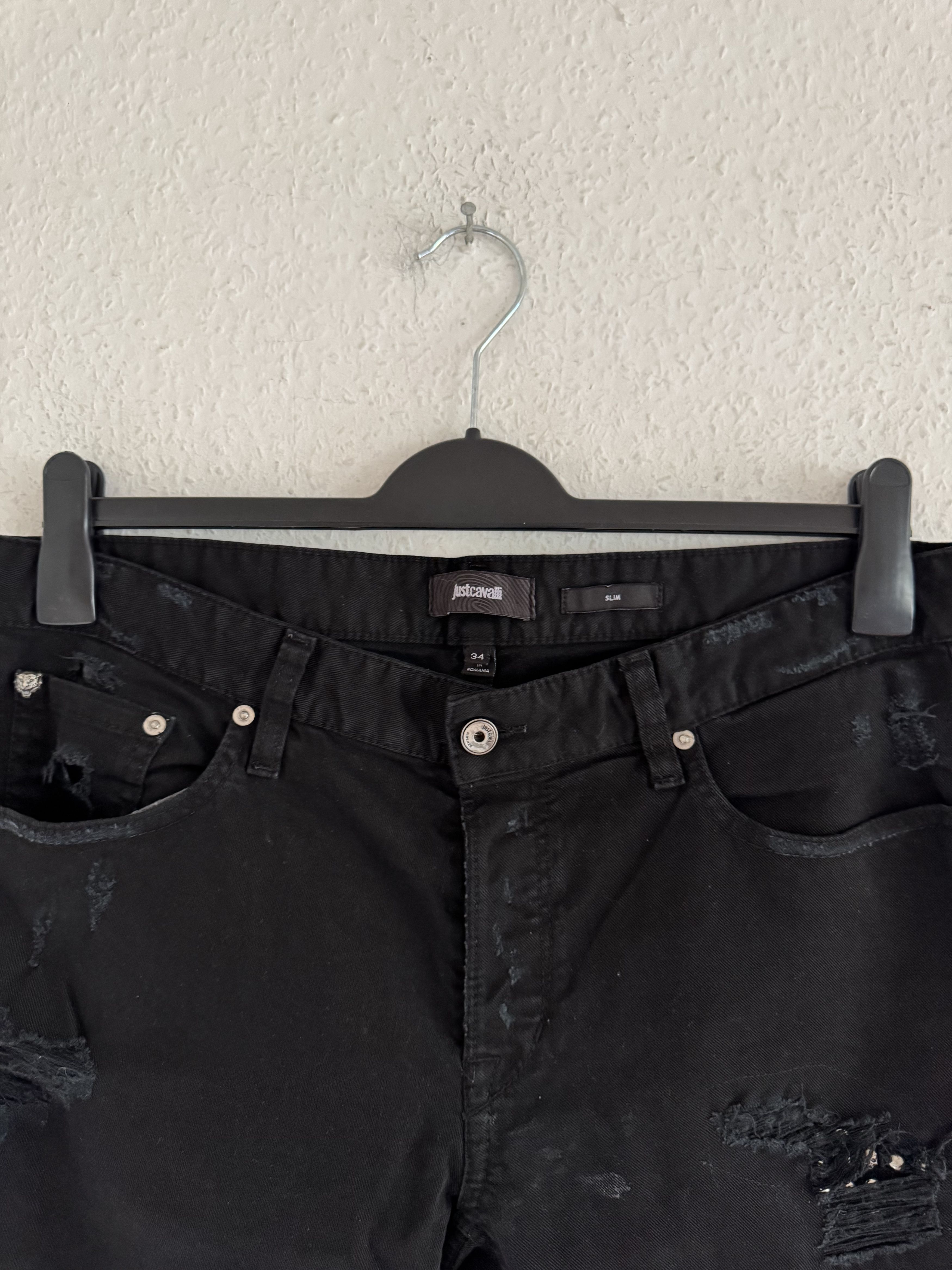 Just Cavalli Studded Distressed Slim Jeans Size US 33 - 4 Thumbnail
