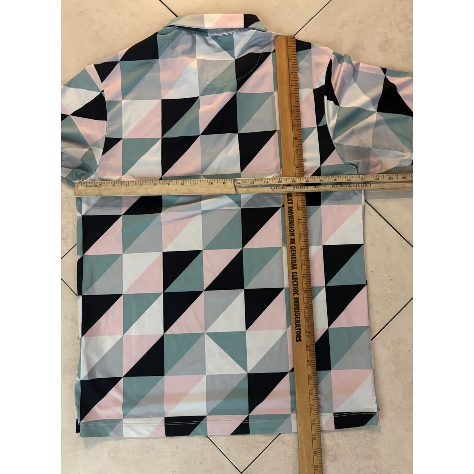Vintage Bad Birdie Polo Shirt Mens M Pink Green Black Geometric Golf Allover Print Size US M / EU 48-50 / 2 - 6 Thumbnail