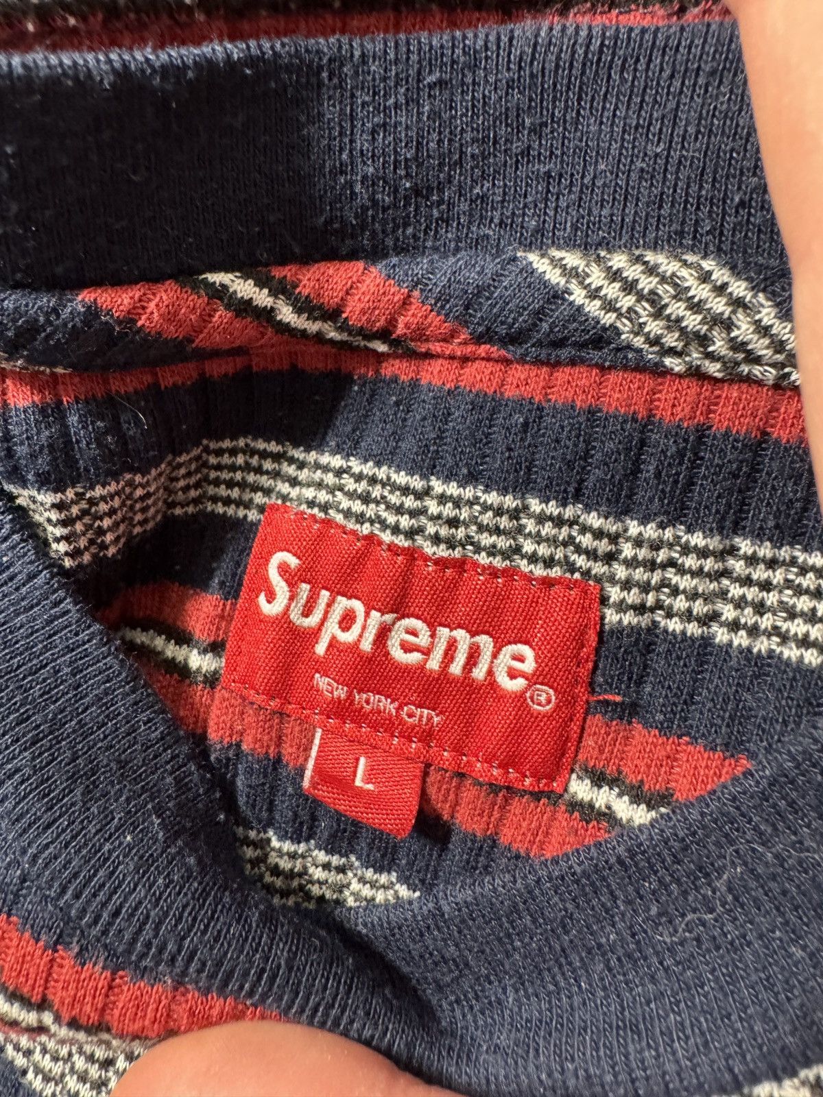 Supreme Supreme Striped Classic Logo Long Sleeve Size US L / EU 52-54 / 3 - 3 Thumbnail