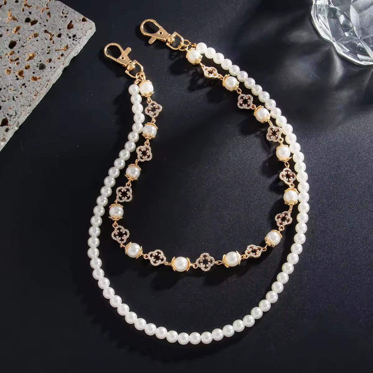 Other 2 Layer Flower Rhinestone Beads Jeans Chain Size ONE SIZE - 3 Thumbnail