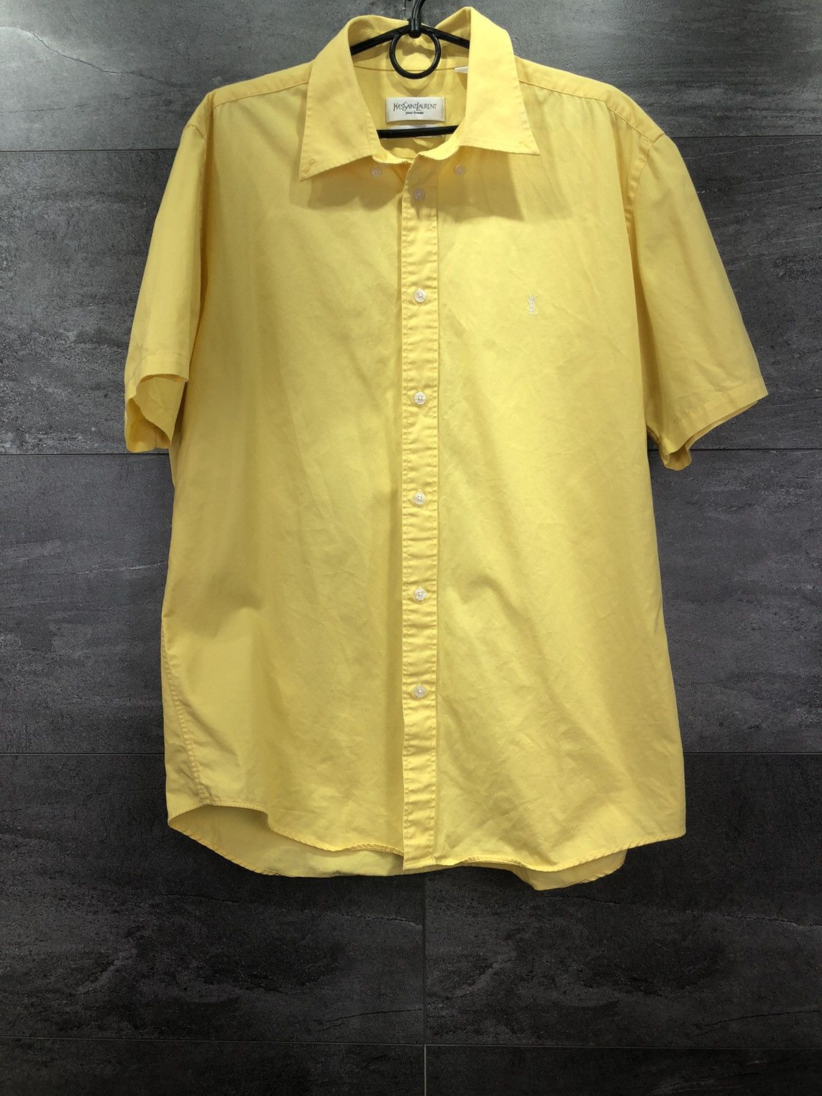 Pre-owned Vintage X Yves Saint Laurent Vintage Yves Saint Laurent Yellow Men's Shirt Button Up Ysl (size Large)
