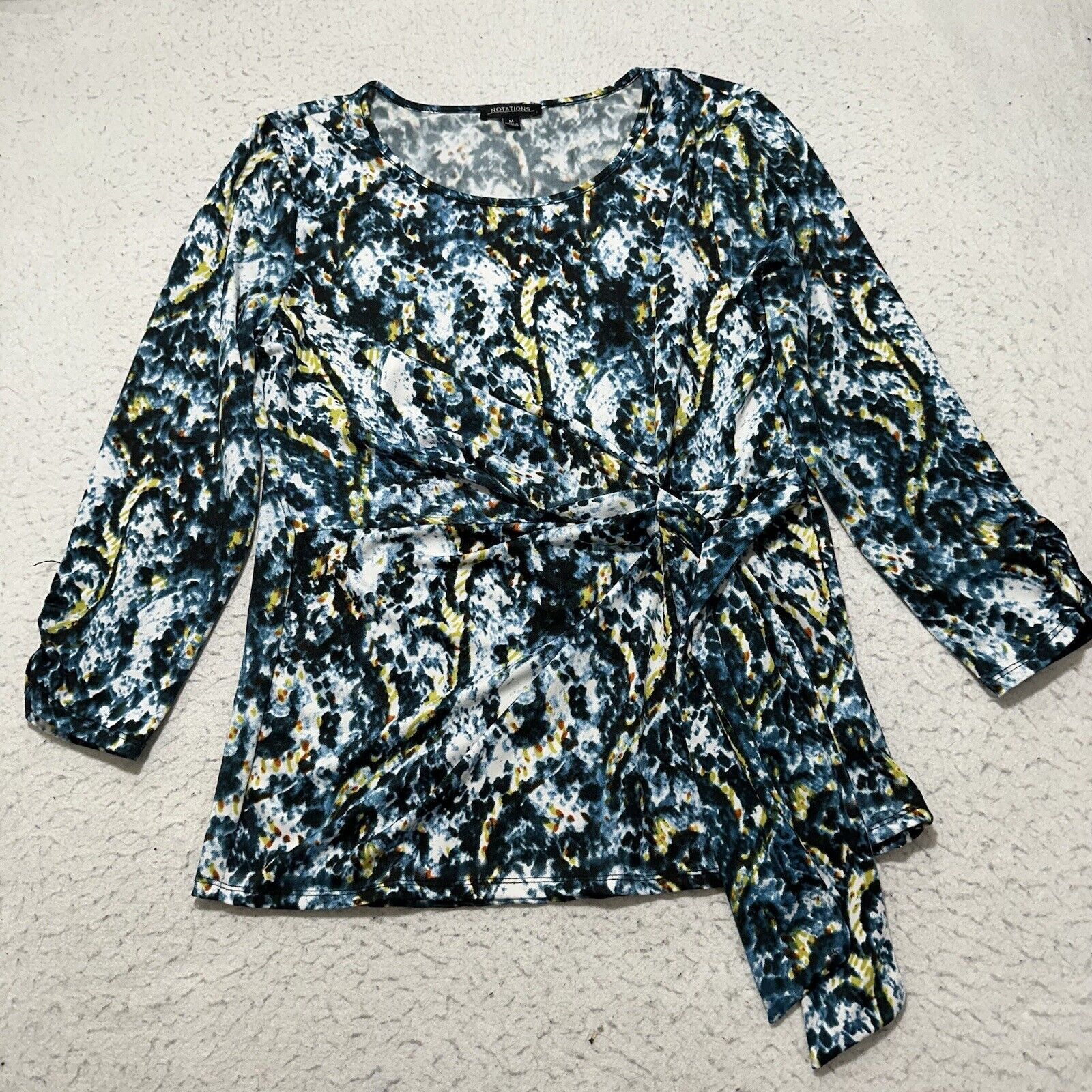 Other Notations Medium Blouse Blue Teal White Pullover Wrap Top Size M / US 6-8 / IT 42-44 - 1 Thumbnail