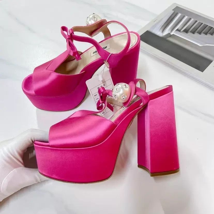 Miu Miu Miu Miu Pink High Heel Sandals EU 37.5 Size US 7 / IT 37 - 2 Thumbnail