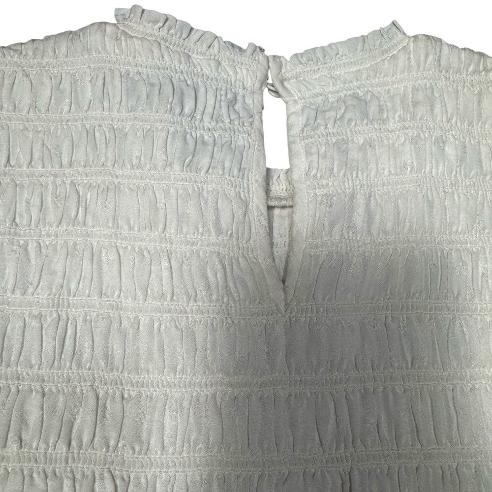 Allsaints New AllSaints Jaya Smocked Ruffle Ivory Viscose Mini Dress Size S / US 4 / IT 40 - 5 Thumbnail