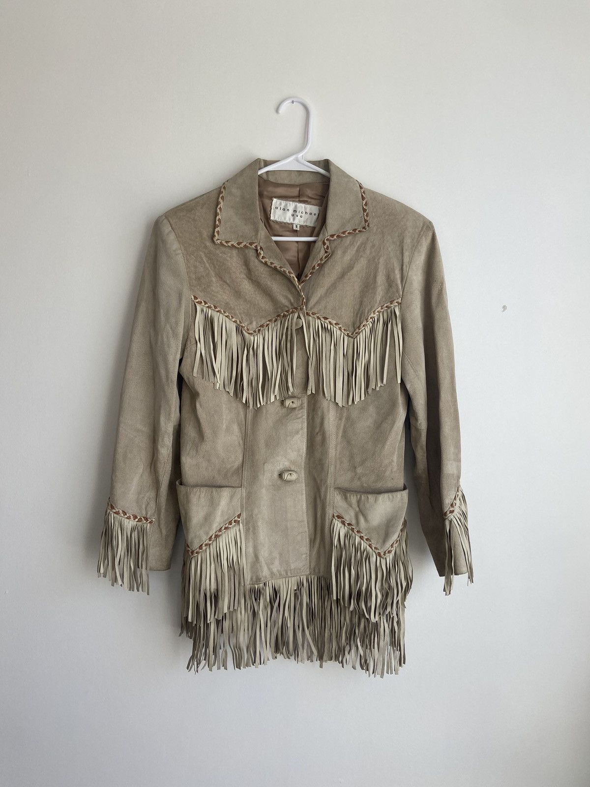 Other Alan Michael USA Vintage Suede Fringe Jacket Size S / US 4 / IT 40 - 2 Thumbnail