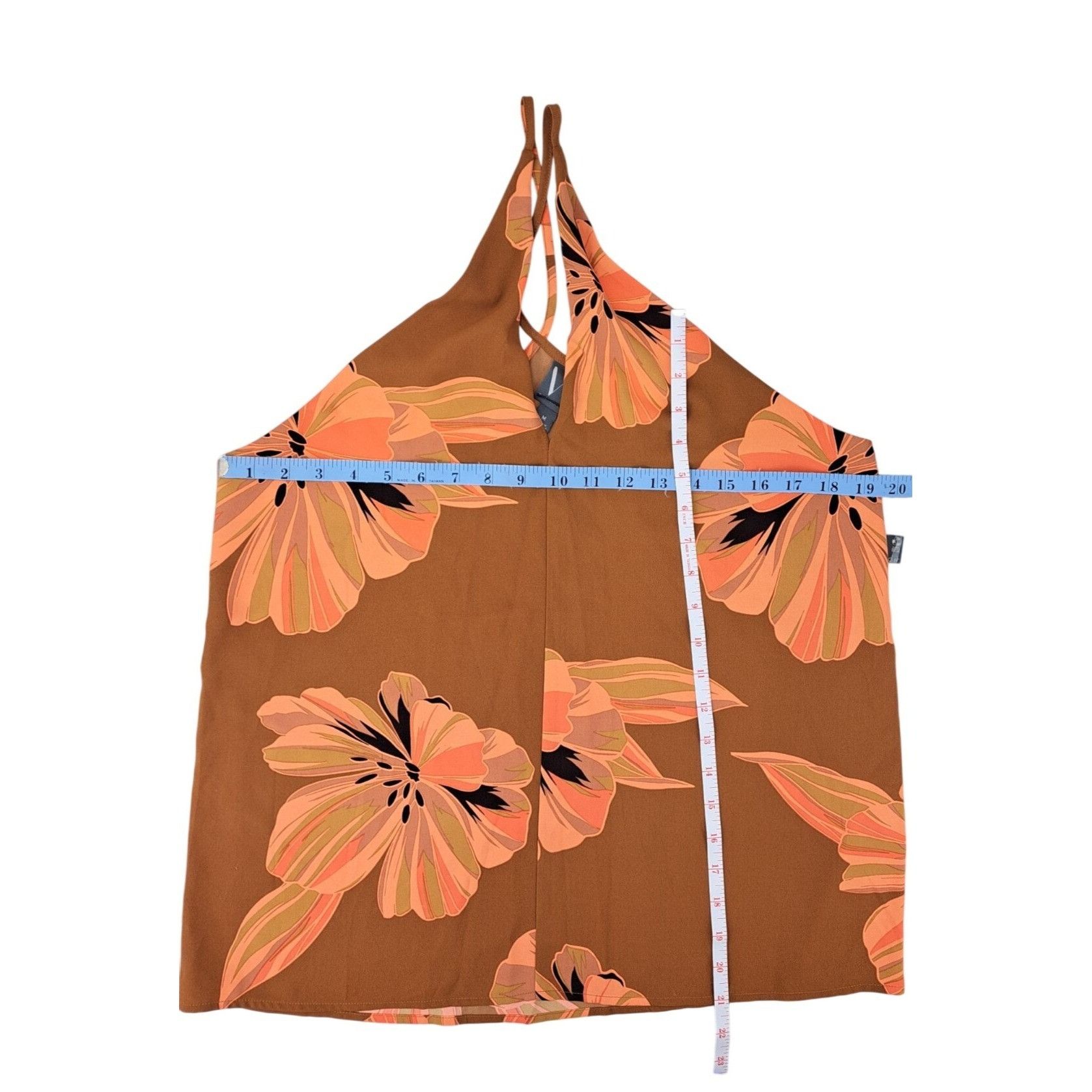 Worthington Worthington Women Halter Top Brown Pink Floral Cross Straps Size M / US 6-8 / IT 42-44 - 6 Thumbnail