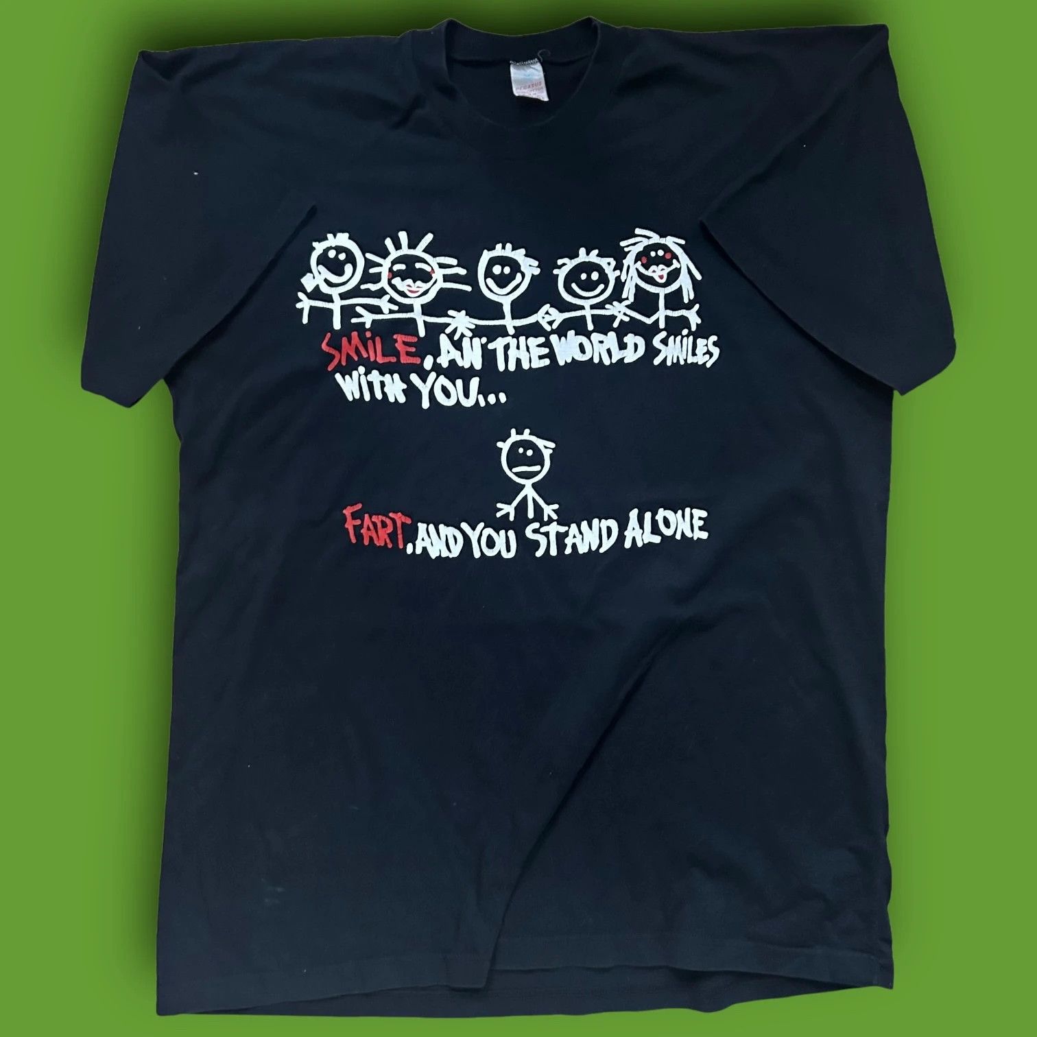 Vintage Vintage Smile and Fart Joke T Shirt Size US L / EU 52-54 / 3 - 3 Thumbnail